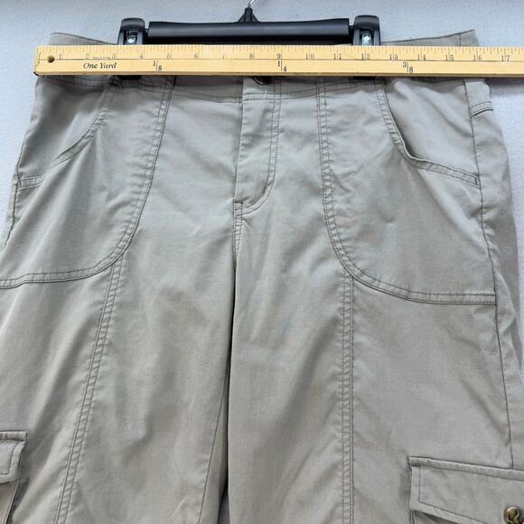 prAna Hiking Pants Women's 12 Tan Breathe Convertible Zip Off Cargo Gorpcore - Picture 11 of 15